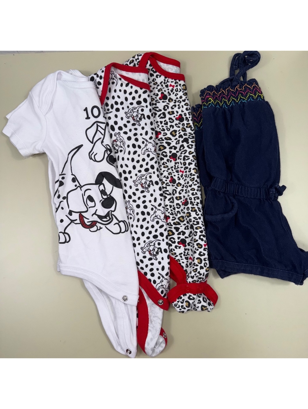Disney 101 Dalmatians Bodysuits & TCP Romper Lot 18M
